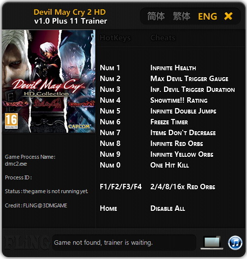 Трейнер +11 для Devil May Cry 2 HD версии 1.0 от FLiNG