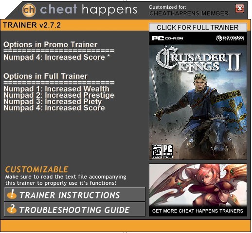 Трейнер +4 для версии 2.7.2 от CheatHappens.com