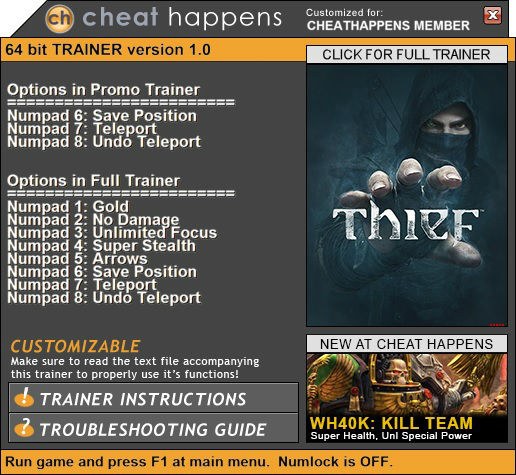 Трейнер +1 для версии 1.0 (x64) от Cheat Happens