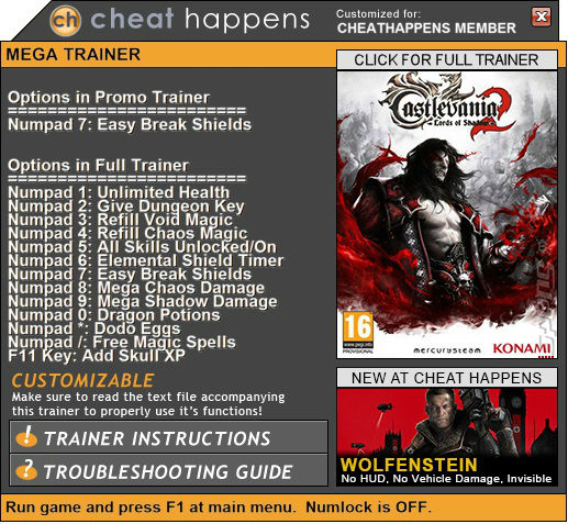 Трейнер +1 для версии 1.0 от Cheat Happens