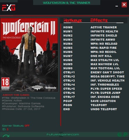 Трейнер +18 для версии 1.0 с устнановленным Update 6 от FutureX