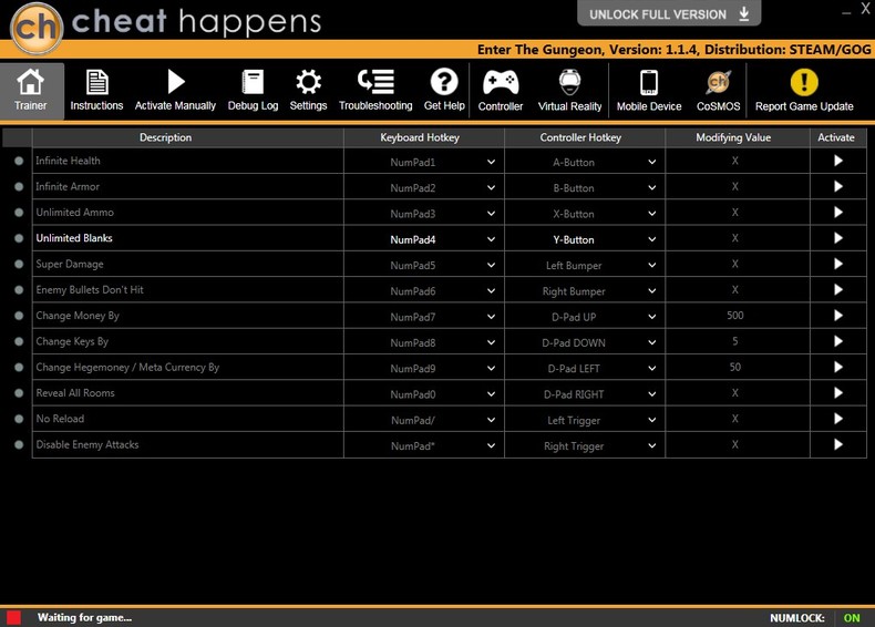 Трейнер +12 для версии 1.1.4 от CheatHappens.com