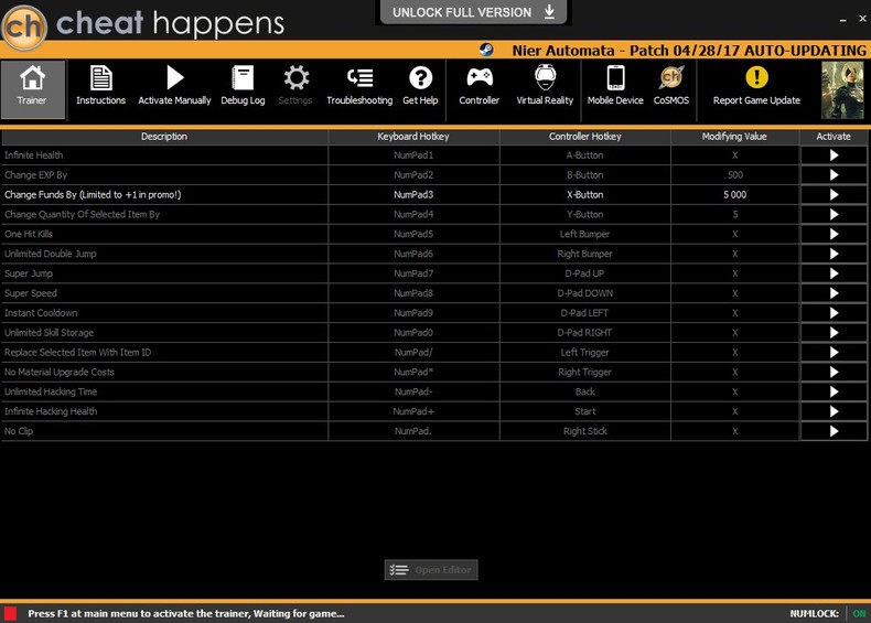 Трейнер +15 для версии от 04.28.2017 от CheatHappens.com