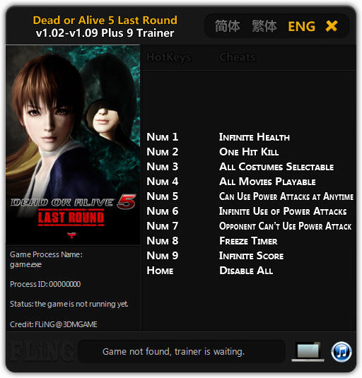 Трейнер +9 для версий 1.0.2 - 1.0.9 от FLiNG