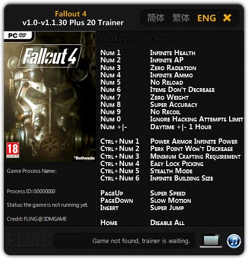 Трейнер +20 для версии 1.0 - 1.1.30 (Steam)