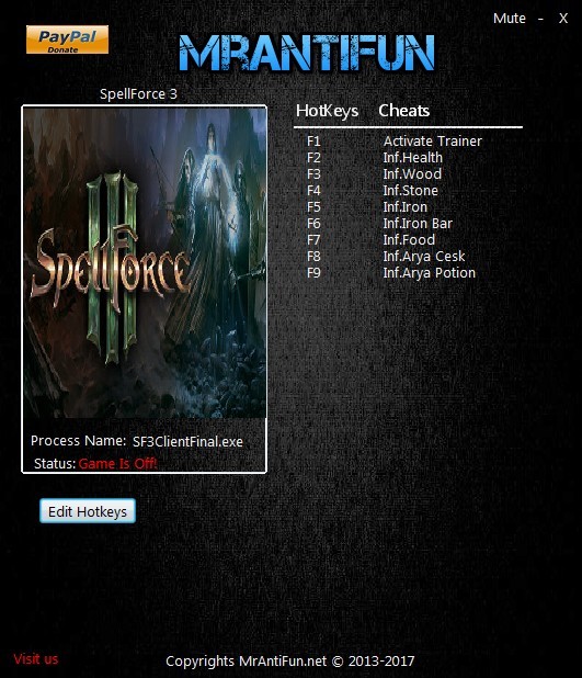 Трейнер +8 для версии от 12.12.2017 от MrAntiFun