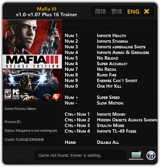 Трейнер +16 для версий 1.0 - 1.07 от FLiNG