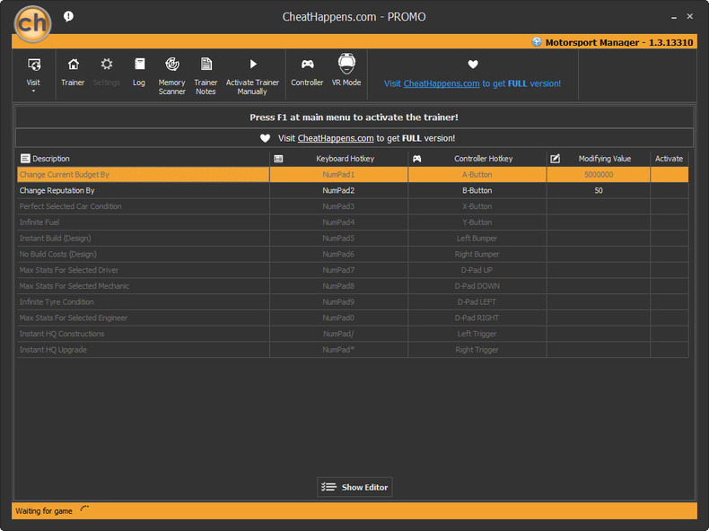 Трейнер +13 для версии 1.3.13310 от CheatHappens.com