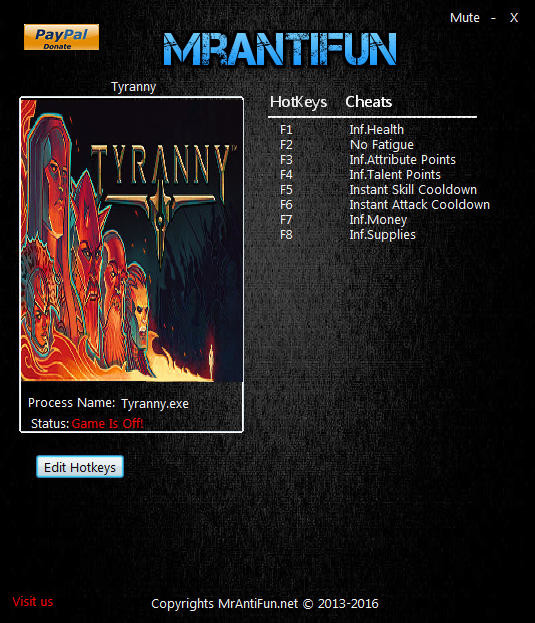 Трейнер +8 для версии 1.0.4.0048 64bit от MrAntiFun