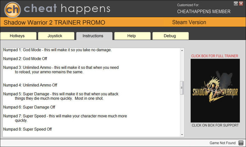Трейнер +6 для версии 1.1.10.0 от Cheat Happens