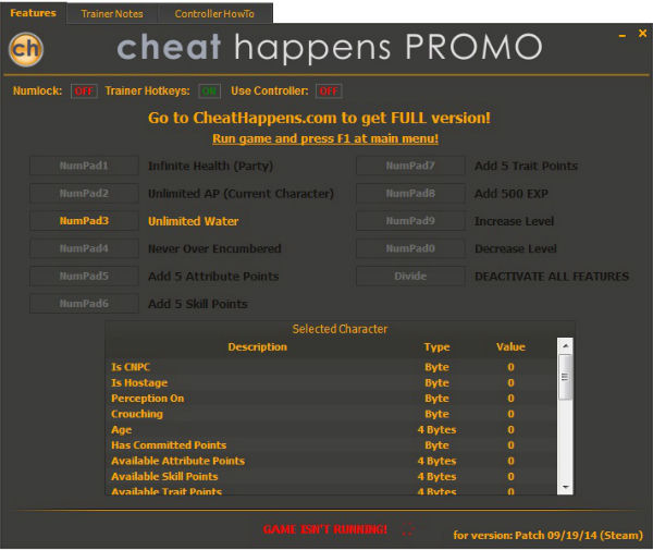 Трейнер +1 для версии 1.0 от CH