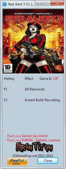 Трейнер +3 для версии 1.12 от MrAntiFun