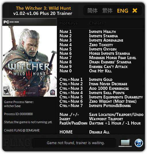 Трейнер +20 для версии 1.02 - 1.06 от FLiNG
