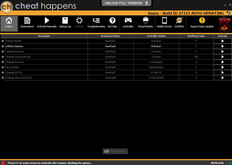 Трейнер +9 для версии Build ID 27323 от CheatHappens.com