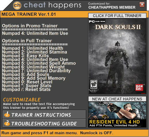 Трейнер +1 для версии 1.0 от Cheat Happens