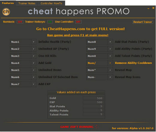 Трейнер +1 для версии 1.0.167.0 от Cheat Happens
