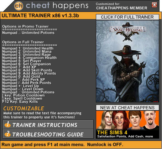 Трейнер +1 для версии 1.3.3b (x86) от CH
