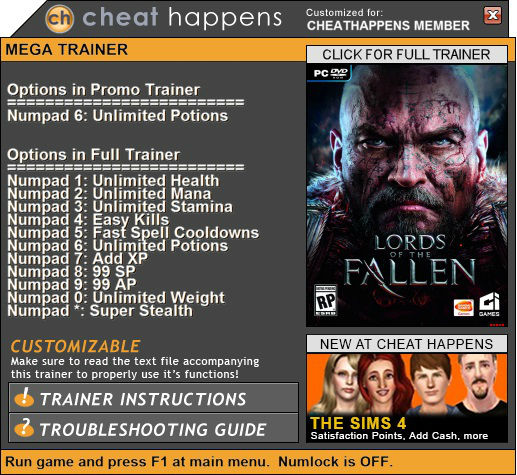 Трейнер +1 для версии 1.0 от CH