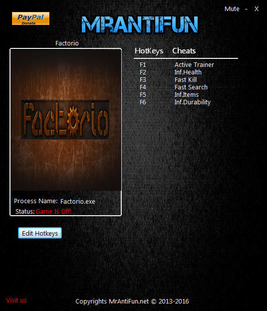 Трейнер +5 для версии 0.16.12 от MrAntiFun