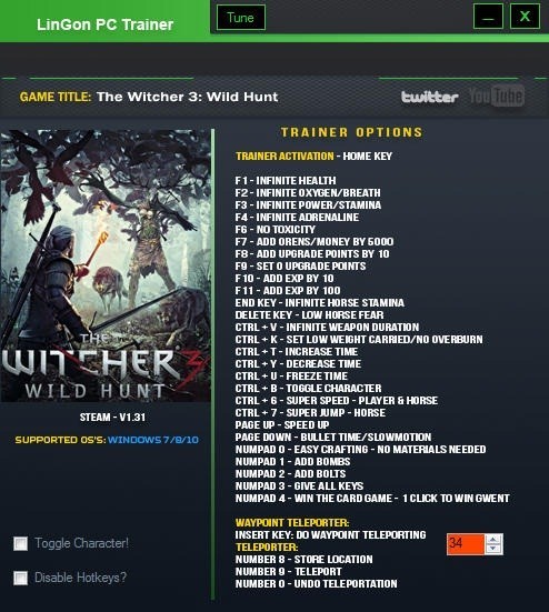 Трейнер +32 для версии 1.31 от LinGon