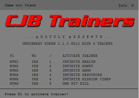 Трейнер +6 для версии 1.1.0.6510 от CJB