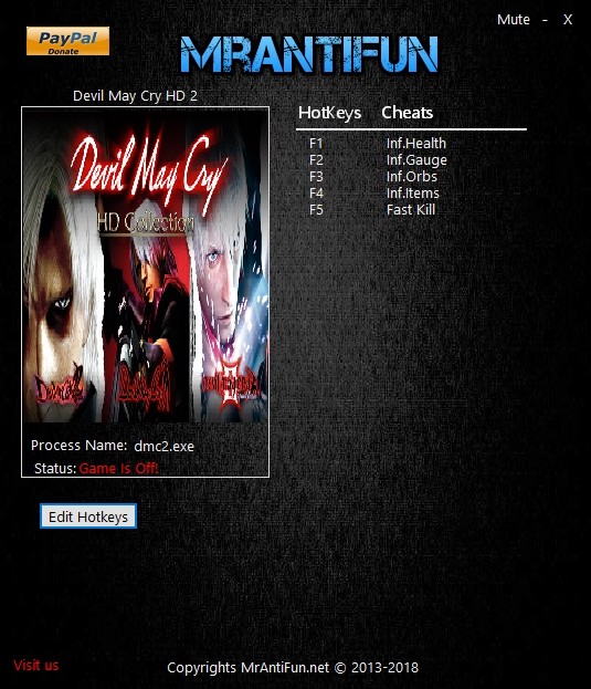 Трейнер +5 для Devil May Cry 2 HD версии 1.0 от MrAntiFun