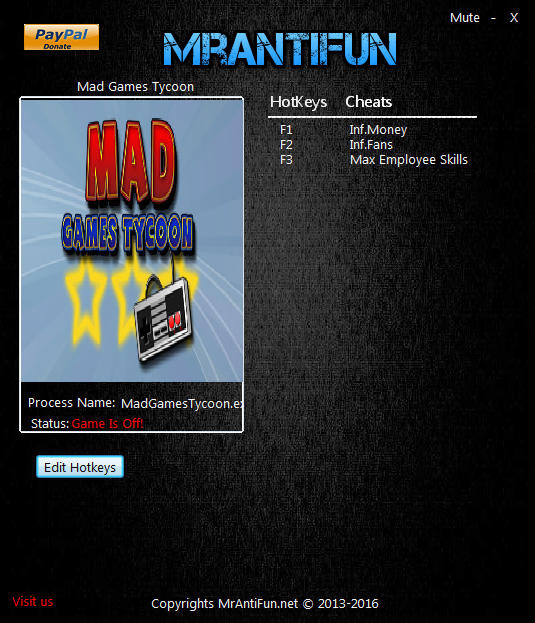 Трейнер +3 для версии 0.160712b от MrAntiFun