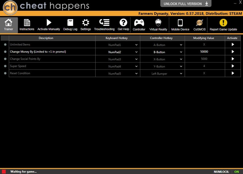 Трейнер +5 для версии 0.57.2018 от CheatHappens.com