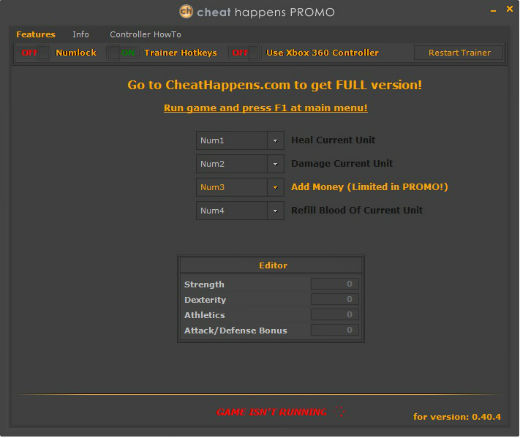 Трейнер +1 для версии 0.40.4 от Cheat Happens