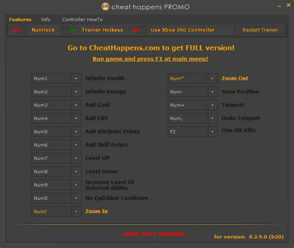 Трейнер +1 для версии 0.2.9.0 от CH