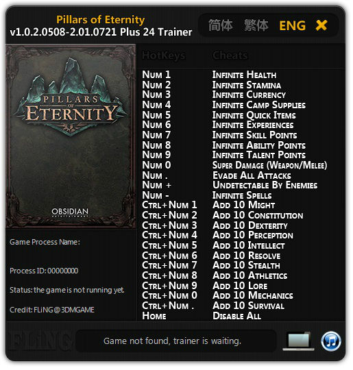 Трейнер +24 для версии 1.0 - 2.01.0721 от FLiNG