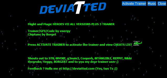 Трейнер +3 для версии 1.1 от dEViATTED