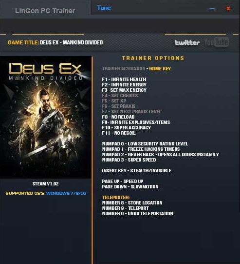 Трейнер +20 для версии 1.02 от LinGon