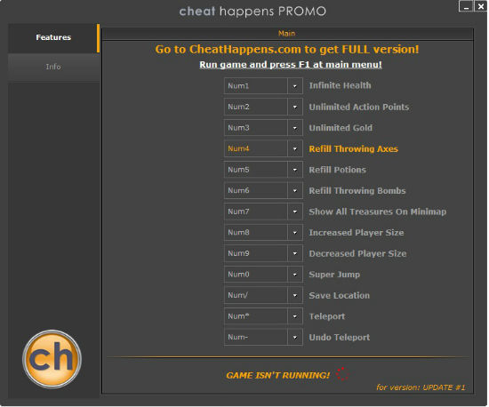 Трейнер +1 для версии 1.1 от CH