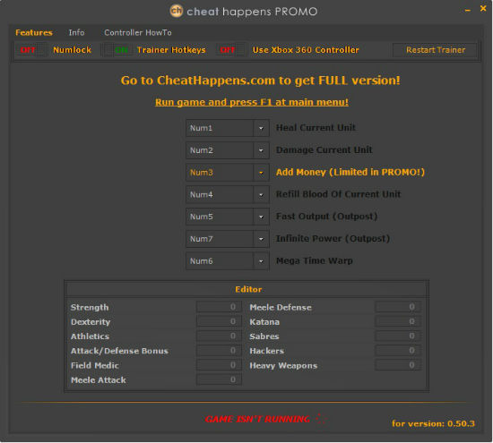 Трейнер +1 для версии 0.50.3 от Cheat Happens