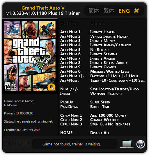 Трейнер +19 для версии 1.0.323 - 1.0.1180 от FLiNG