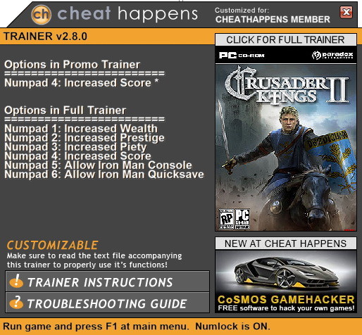 Трейнер +6 для версии 2.8.0 PLQA от CheatHappens.com