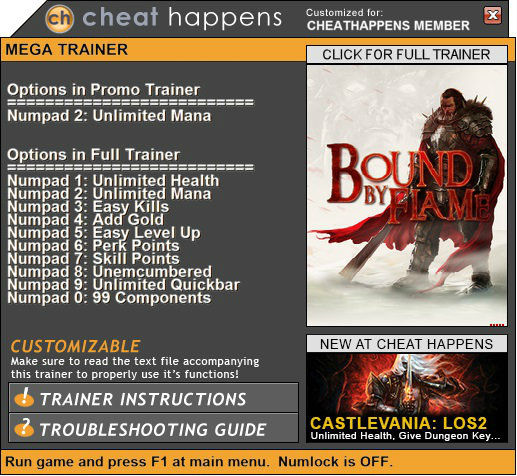 Трейнер +1 для версии 1.0 от Cheat Happens