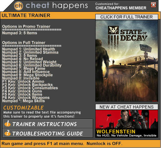 Трейнер +1 для версии 20140528 от Cheat Happens
