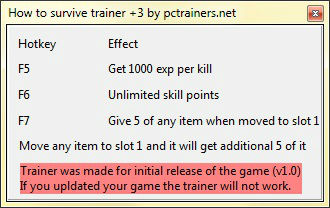 Трейнер +3 для версии 1.0 от PCtrainers