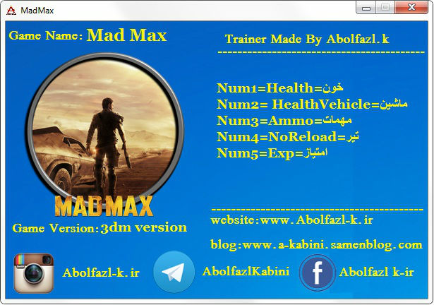 Трейнер +5 для версии 1.0 от Abolfazl.k