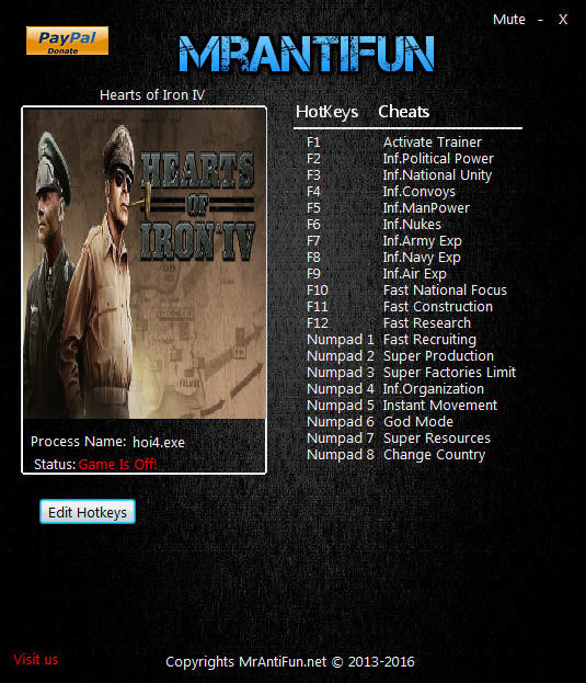 Трейнер +19 для версии 1.0 от MrAntiFun