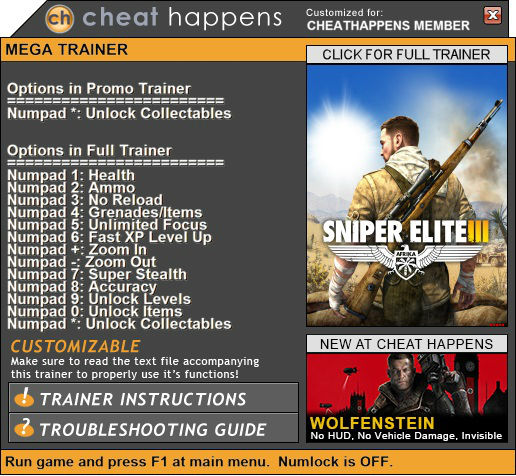 Трейнер +1 для версии 1.04 от Cheat Happens
