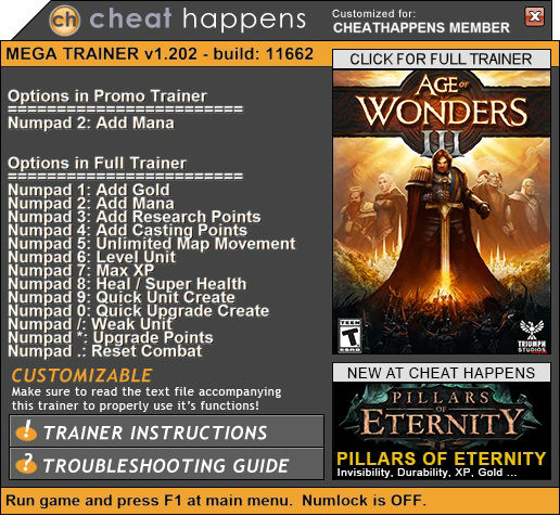 Трейнер +1 для версии 1.202 build 11662 от CH