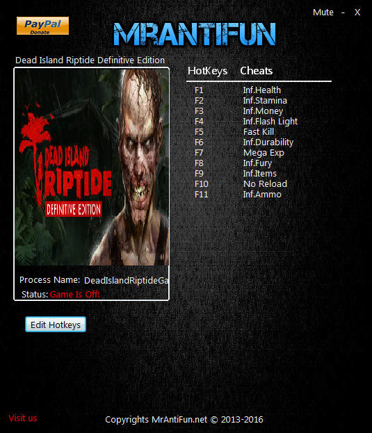 Трейнер +11 к Dead Island: Riptide Definitive Edition версии 1.0 от MrAntiFun