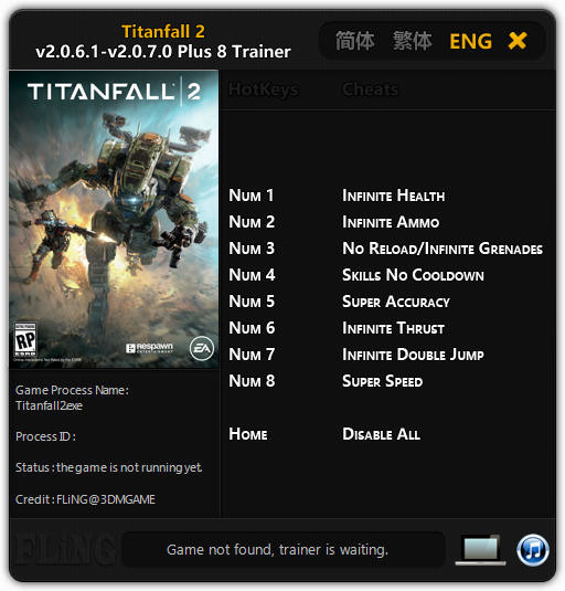 Трейнер +8 для версий 2.0.6.1 - 2.0.7.0 от FLiNG
