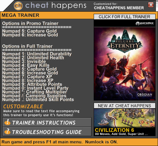 Трейнер +13 для версии 3.7.0.1280 от CheatHappens.com