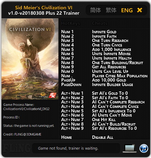 Трейнер +22 для версии 1.0 - Update 08.03.2018 от FLiNG