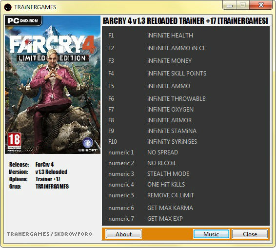 Трейнер +17 для версии 1.3.0 от TRAiNERGAMES