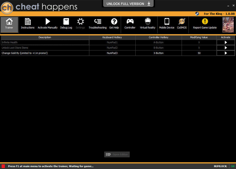 Трейнер +3 для версии 1.0.08 от Cheat Happens